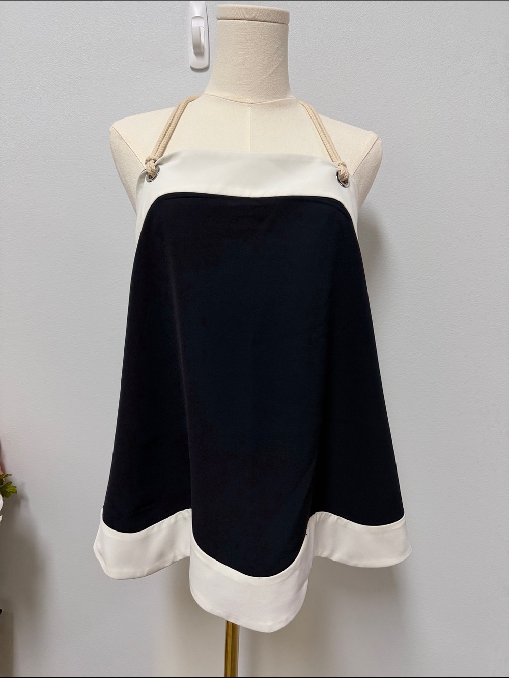 Etcetera Navy and White Top with Rope Detail